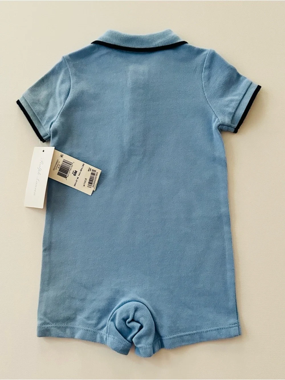 Ralph Lauren 6 Months Baby Boy Blue Polo Romper NWT Spring Summer